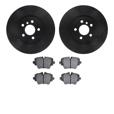 DYNAMIC FRICTION CO 8502-31149, Rotors-Drilled and Slotted-Black with 5000 Advanced Brake Pads, Zinc Coated 8502-31149